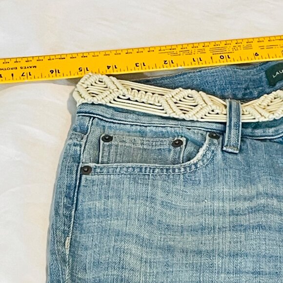 Lauren Ralph Lauren Womens Boyfriend Fit Blue Denim Jeans Woven Belt Size 6 - Picture 5 of 8